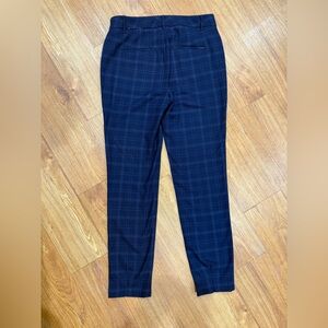 White House Black Market Navy Skinny Ankle Pants with Windowpane Pattern